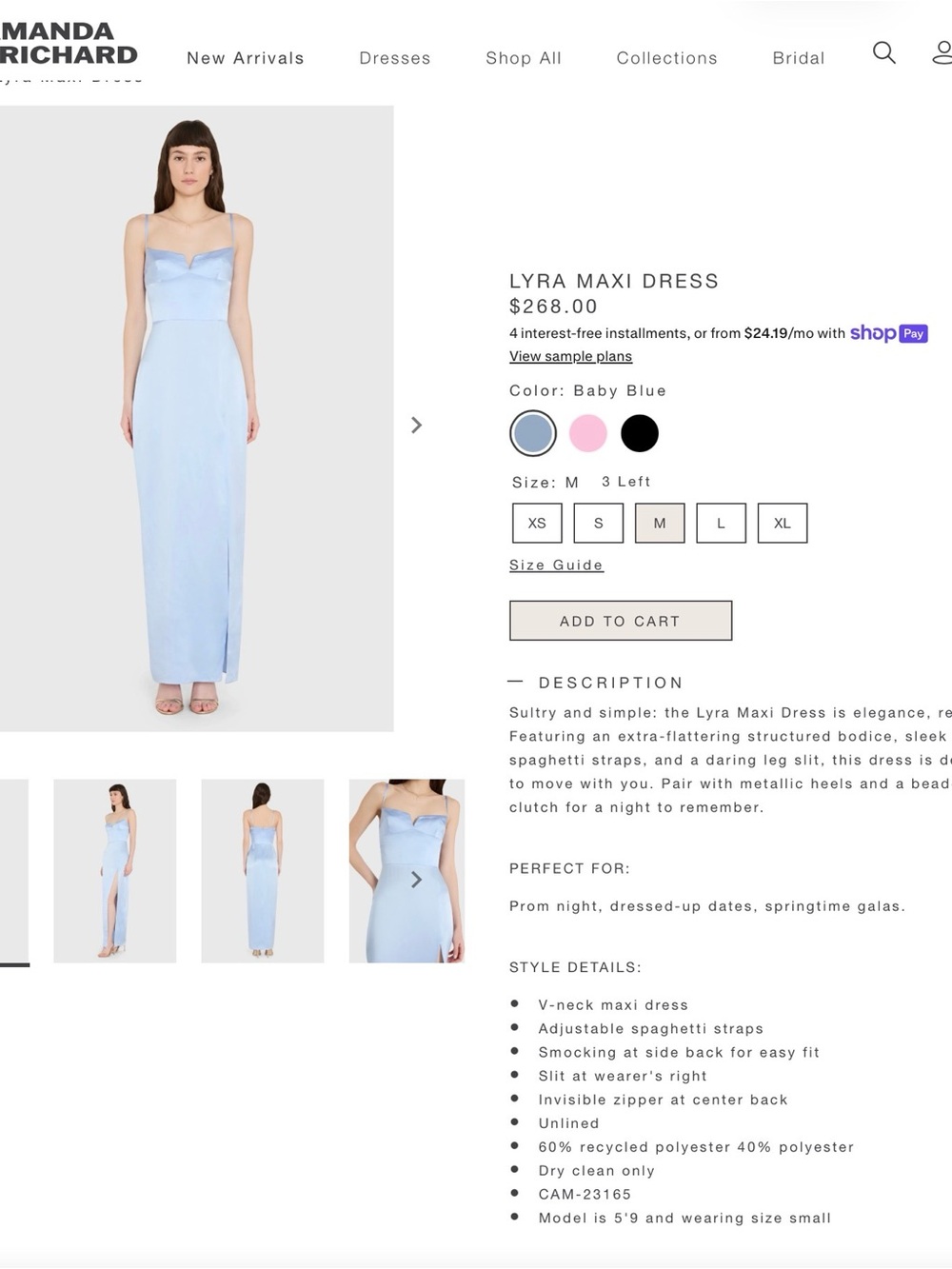 Amanda Uprichard Baby Blue Lyra Maxi Dress